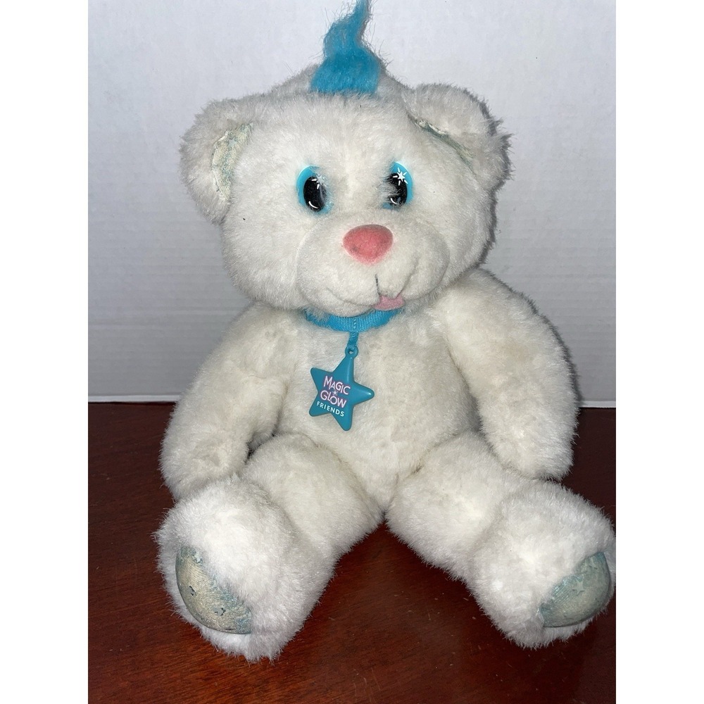 Vintage Applause Magic Glow Friends 1992 teddy bear white blue 14" plush
